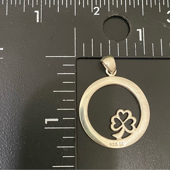 925 LA Sterling Silver Openwork Four Leaf Clover God Inspirational Pendant 5g - Picture 6 of 11